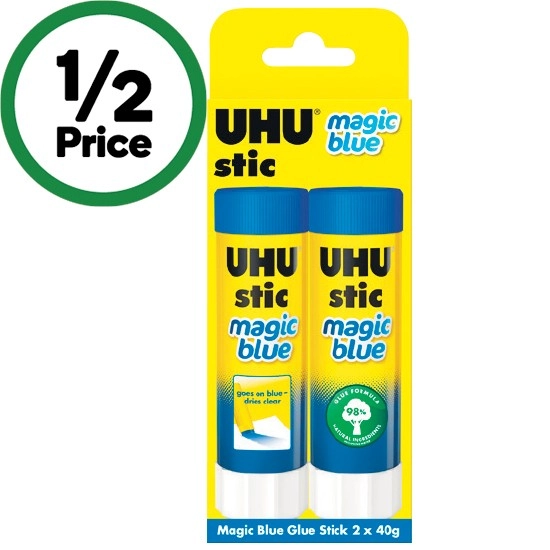 UHU Blue Stic 40g Pk 2