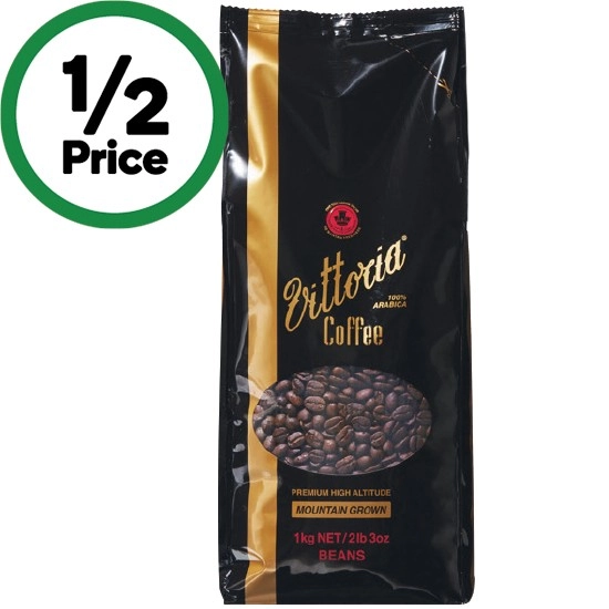 Vittoria Mountain Grown Beans or Ground Coffee 1 kg