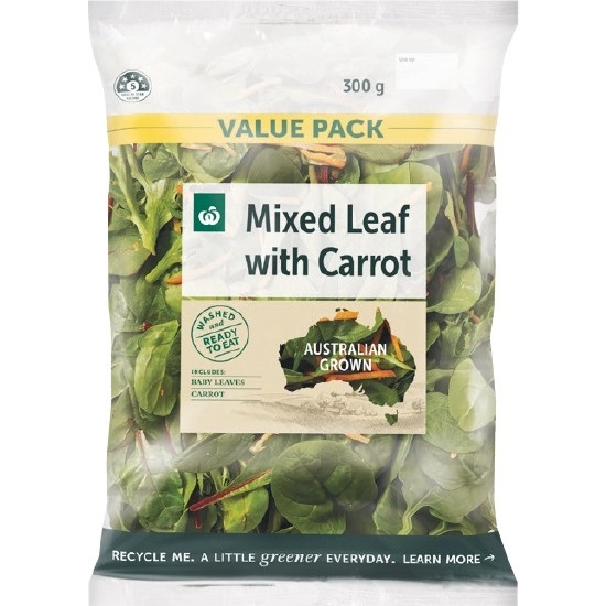 Woolworths Australian Mixed Leaf with Carrot 300g Pack