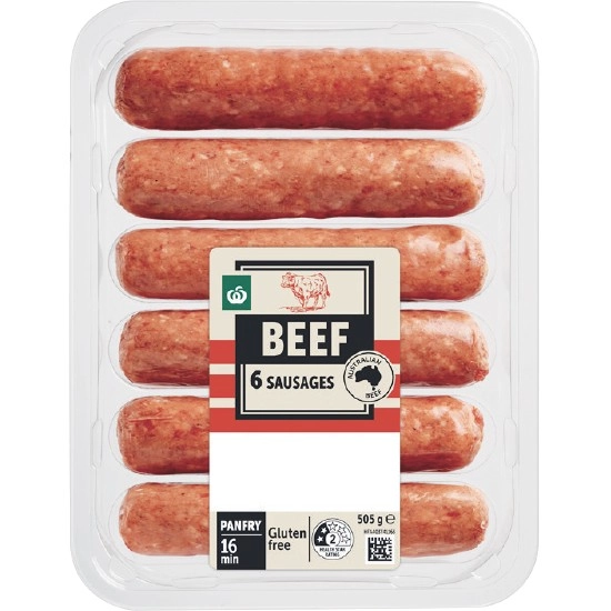 Woolworths Beef, Lamb, Pork or Chicken Sausage Varieties 505g Pk 6