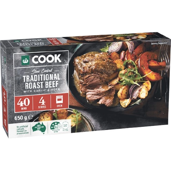 Woolworths COOK Slow Cooked Traditional Beef Roast with Garlic & Herb 650g