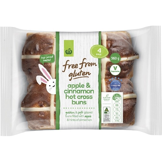 Woolworths Free From Gluten Hot Cross Bun Varieties Pk 4