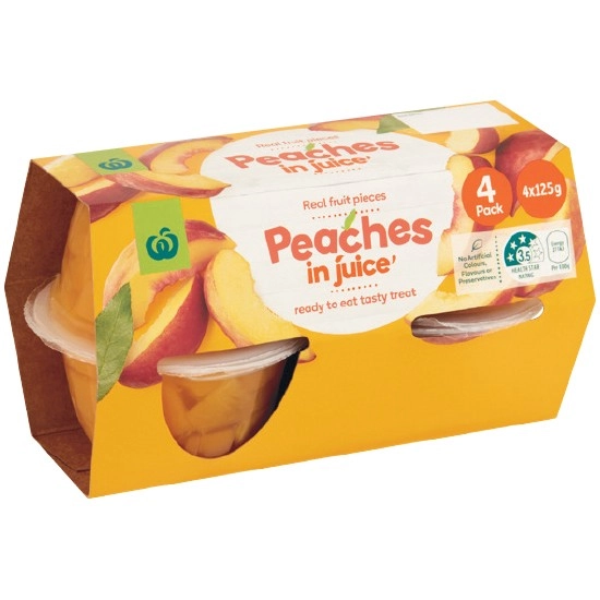 Woolworths Fruits in Juice Cups 4 x 125g