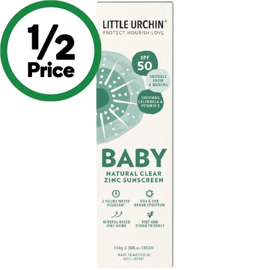 Little Urchin Baby Natural Clear Zinc Sunscreen SPF50 100g#