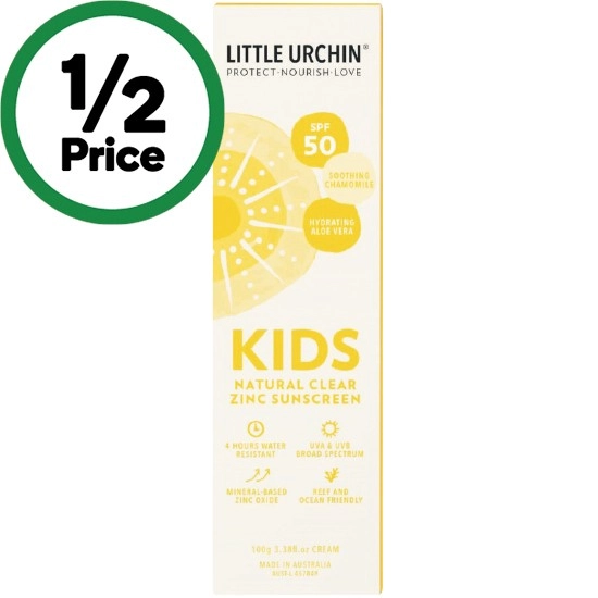 Little Urchin Kids Natural Clear Zinc Sunscreen SPF50 100g#