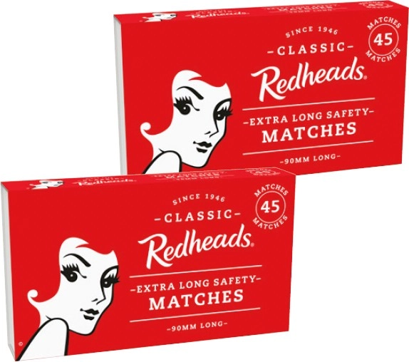 Redheads Extra Long Matches 45 Pack, Safety Matches 10x45 Pack or Handy Matches 270 Pack