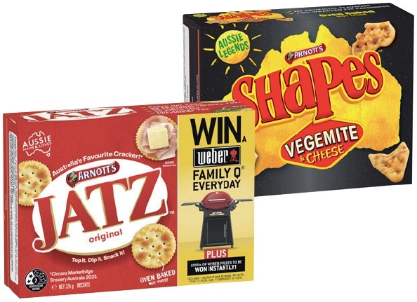 Arnott's Shapes 130‑190g, Clix 250g, Jatz or Savoy 225g Selected Varieties