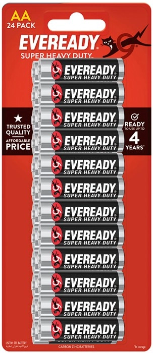 Eveready Super Heavy Duty Batteries AA or AAA 24 Pack