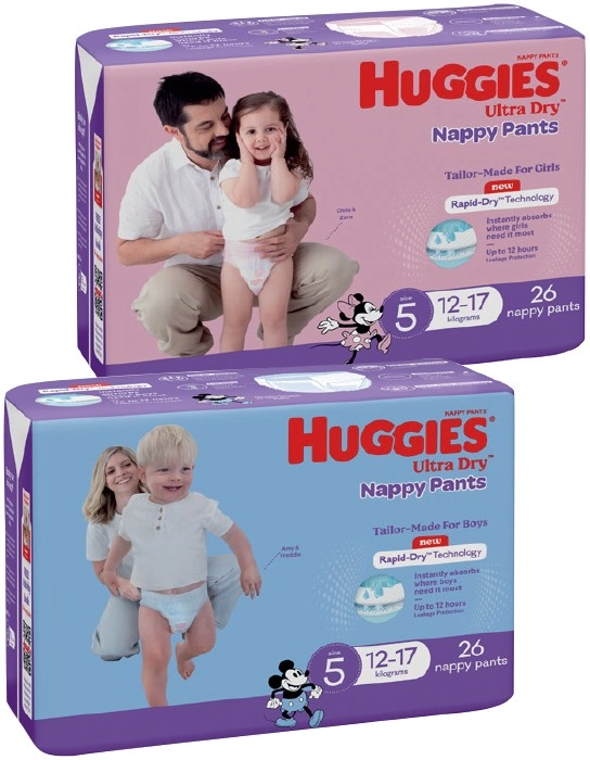 Huggies Nappy Pants 24-36 Pack Selected Varieties