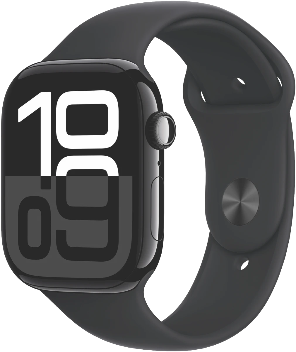 Apple Watch Series 10 GPS 46mm Jet Black Aluminium - Black Sport Band - M/L