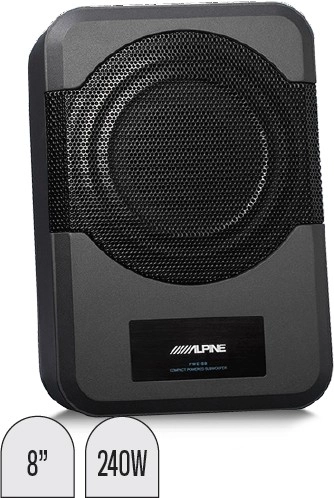 Alpine 8” Compact Hideaway Subwoofer with Built-In Amplifier