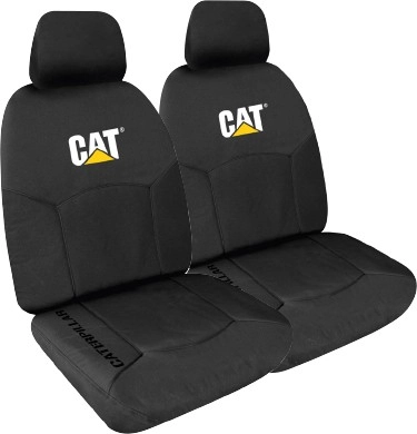 Caterpillar Canvas Icon Seat Covers Black Front