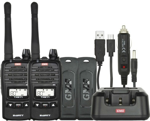 GME 2W/0.5W 80CH UHF CB Handheld Radio Twin Pack