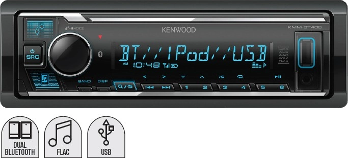 Kenwood 1DIN 200W Dual Bluetooth Media Receiver