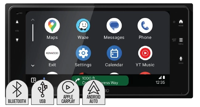 Kenwood 6.8” 200W AV Wireless Android Auto & Apple Carplay Receiver