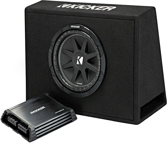 Kicker 10” Subwoofer in Slim Enclosure Plus Amplifier & Wiring Kit