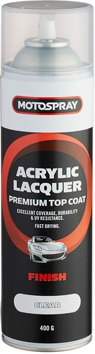 Motospray Acrylic Lacquer Topcoat Clear 400g