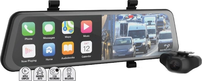 Parkmate 9.6” Rearview Mirror/Monitor with 2Ch 2K Dash Camera & Wireless Smart Display