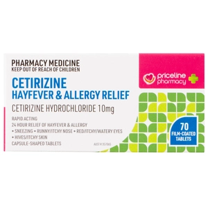 Priceline Pharmacy Cetirizine Hayfever & Allergy Relief 70 Tablets