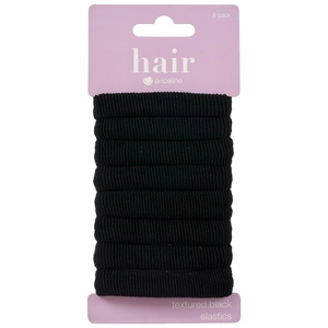 Priceline Textured Elastics Black 8 Piece Set