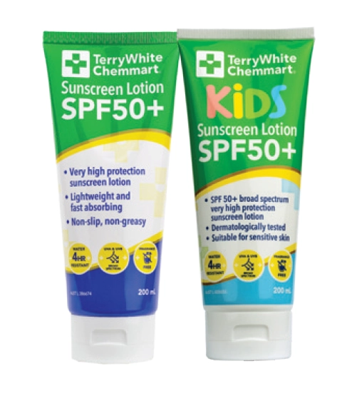 TerryWhite Chemmart Sunscreen Lotion SPF50+ 200ml or Kids Sunscreen Lotion SPF50+ 200ml