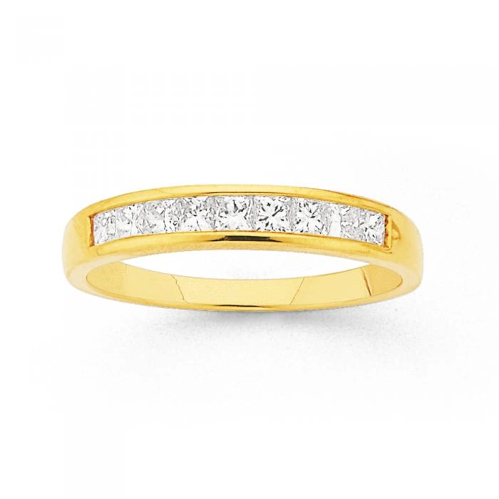 18ct Gold Diamond Princess Cut Band