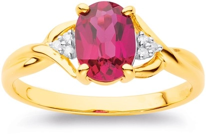 9ct Created Ruby with Diamond Twist Ring