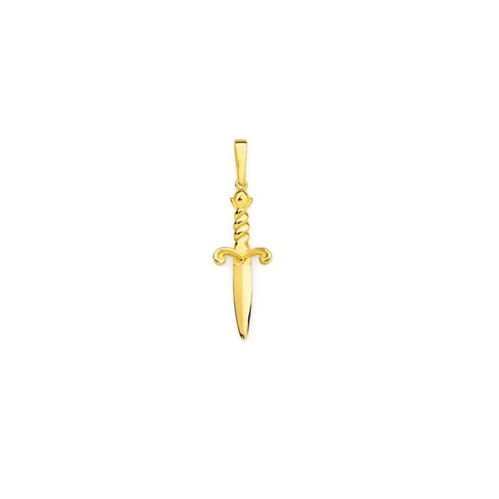 9ct Gold 31mm Dagger with Twist Handle Gents Pendant