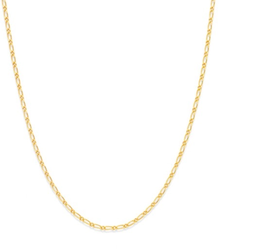 9ct Gold 45cm Solid Figaro 1+1 Chain