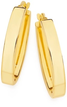 9ct Gold 4x15mm Squared Hoop Earrings