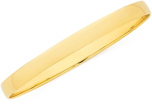 9ct Gold 6x65mm Solid Bangle