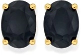 9ct Gold Black Sapphire Oval Cut Stud Earrings