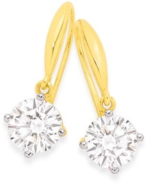 9ct Gold Cubic Zirconia Drop Earrings