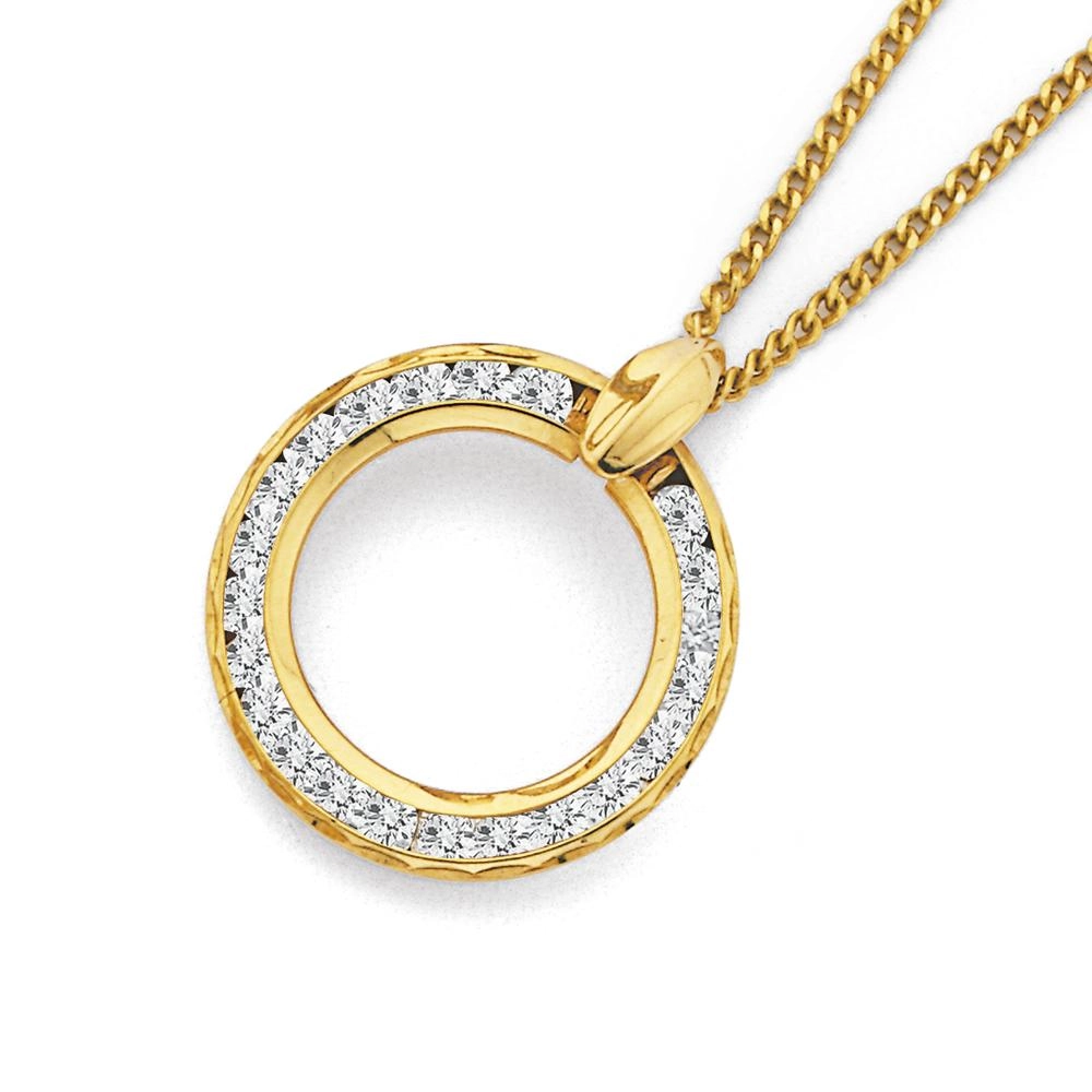 9ct Gold Cubic Zirconia Open Circle Pendant