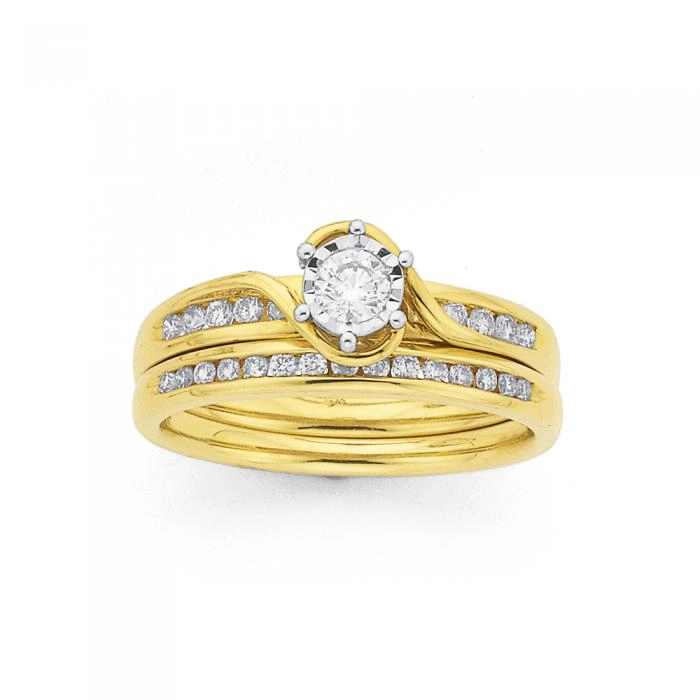 9ct Gold Diamond Bridal Set