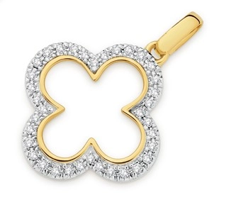 9ct Gold Diamond Clover Pendant