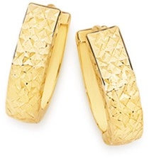 9ct Gold Diamond-Cut Huggie Earrings