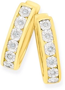 9ct Gold Diamond Huggie Earrings