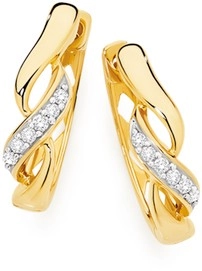 9ct Gold Diamond Infinity Huggie Earrings