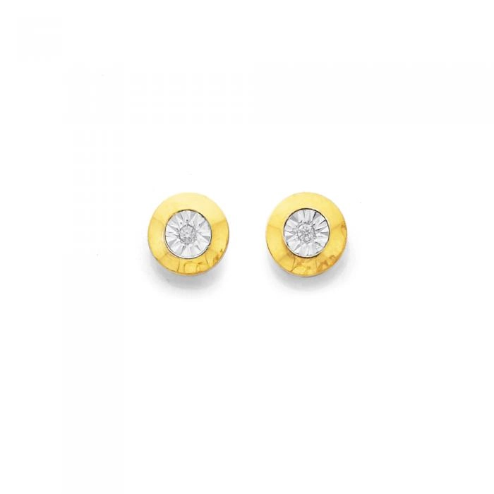 9ct Gold Diamond Miracle Bezel Set Studs