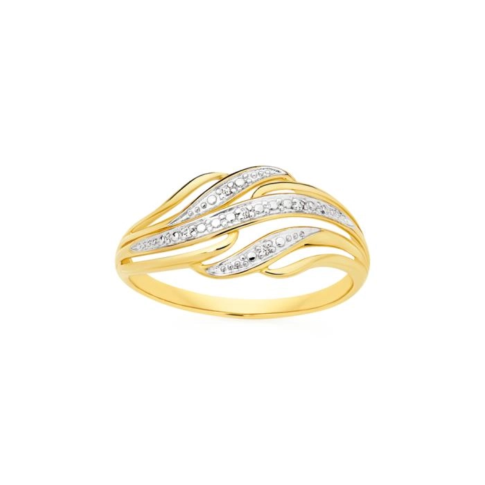 9ct Gold Diamond Multi Swirl Ring