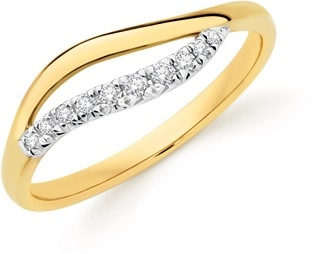 9ct Gold Diamond Open Wavy Ring