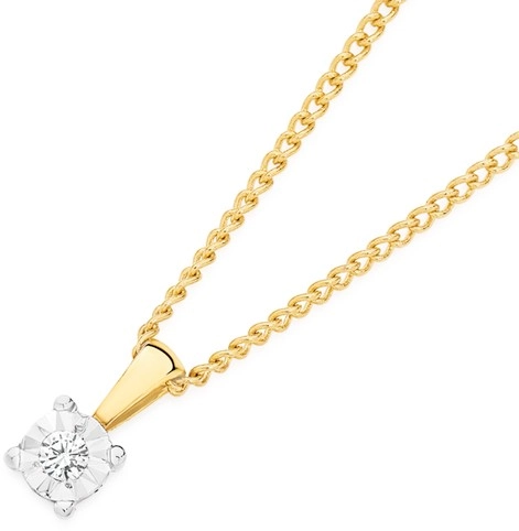 9ct Gold Diamond Solitaire Pendant