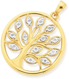 9ct Gold Diamond Tree of Life Pendant