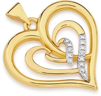 9ct Gold Diamond Triple Heart Pendant