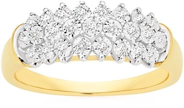 9ct Gold Diamond Wide Dress Ring