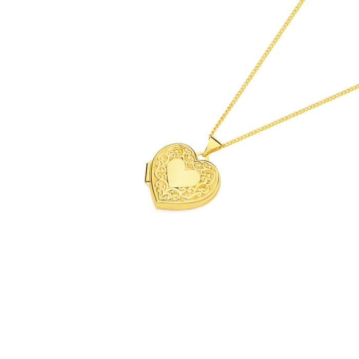 9ct Gold Embossed Border Heart Locket