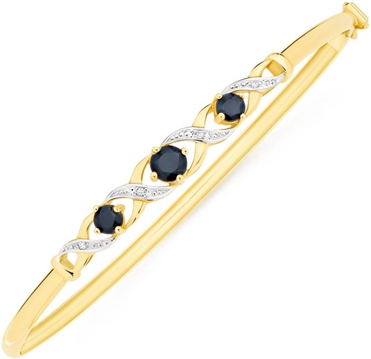 9ct Gold Sapphire & Diamond Bangle