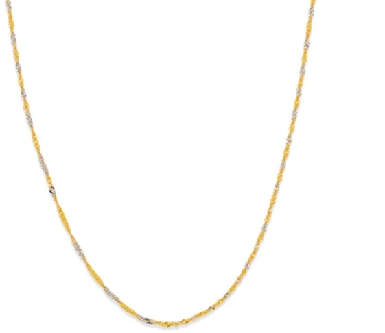 9ct Gold Two Tone 45cm Solid Singapore Chain