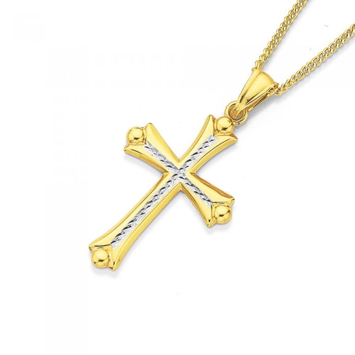 9ct Gold Two Tone Celtic Cross Pendant